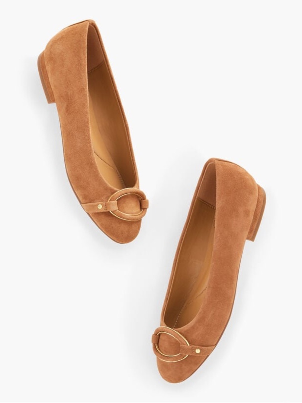 Talbots Havana Tan Madison Buckle Suede Ballet Flats. 8M. NWT. $139!